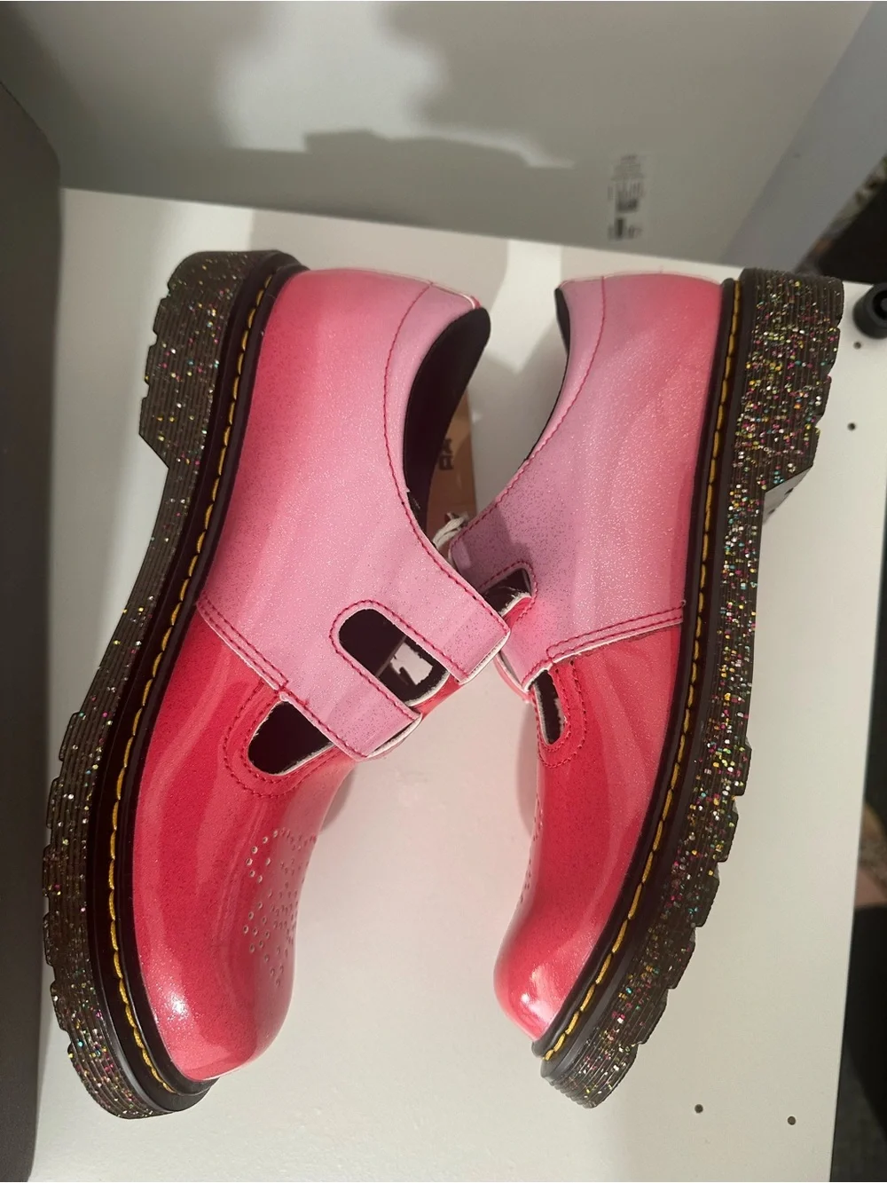 Dr. Martens Pink and Red Heart Mary Jane Kids Shoes